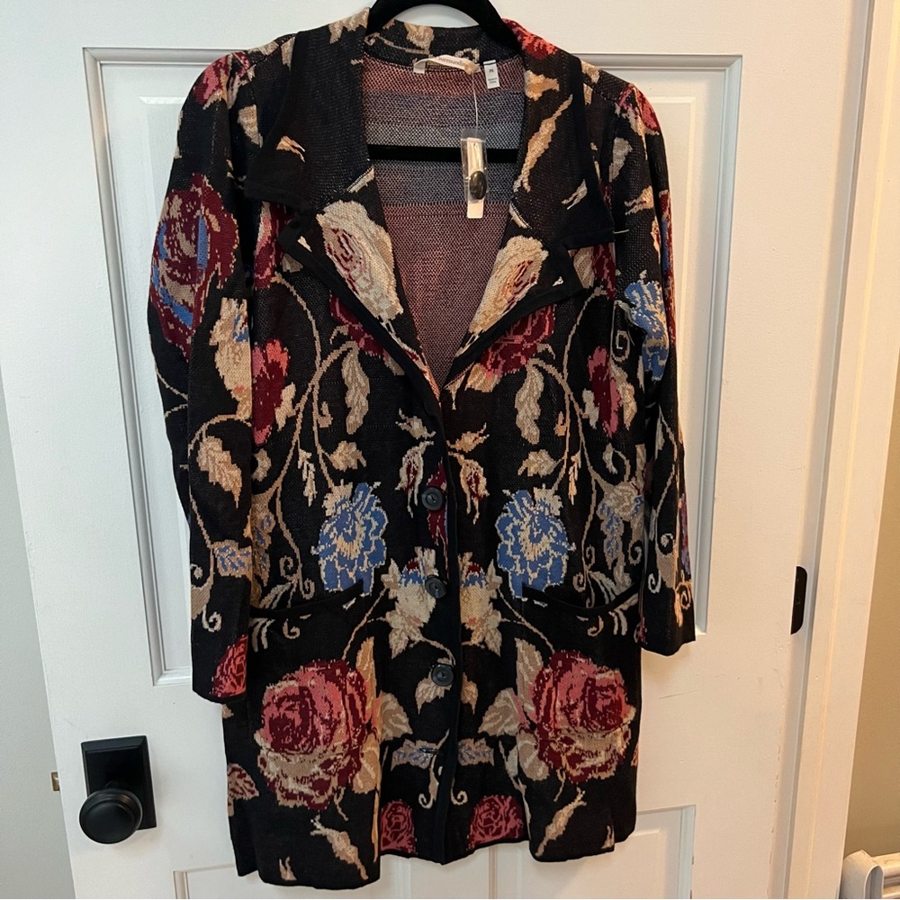 Soft Surroundings Floral Button Up Sweater - Petite Small - Brand New with Tags